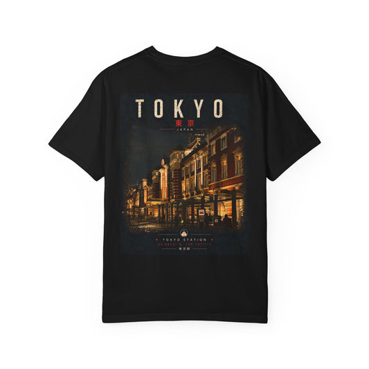 Tokyo Night Street Photo T-Shirt — Vintage Cityscape Graphic Tee