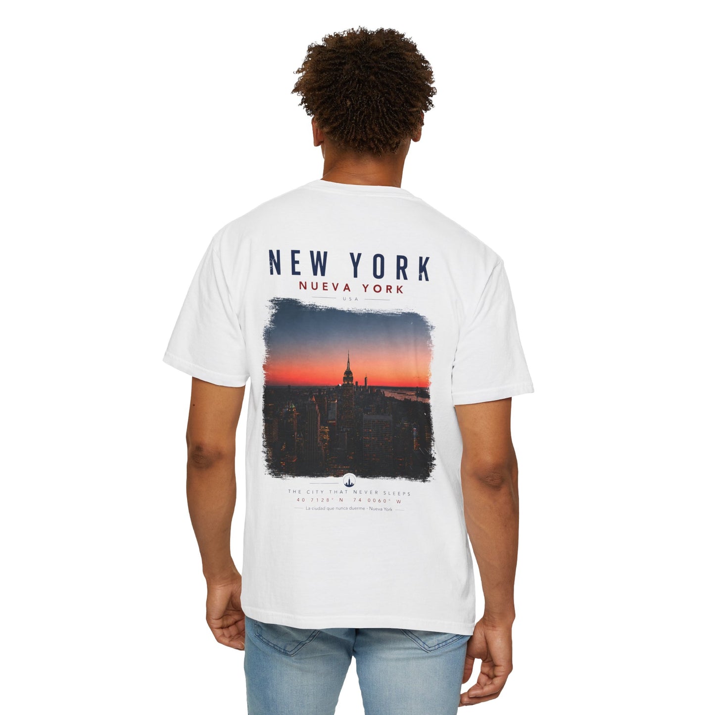 New York Sunset Photo Tee — 'New York / Nueva York' Graphic T-Shirt