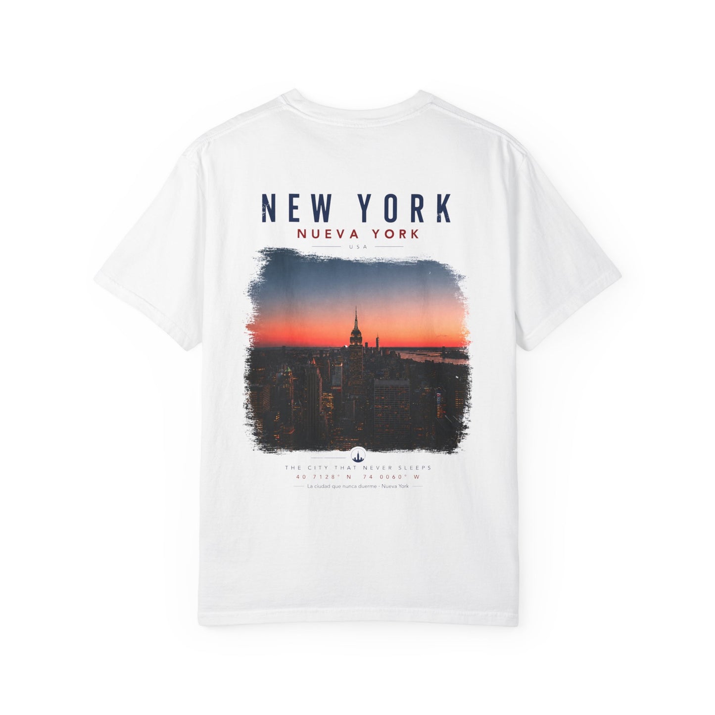 New York Sunset Photo Tee — 'New York / Nueva York' Graphic T-Shirt